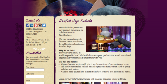 A website design for a tea shop.