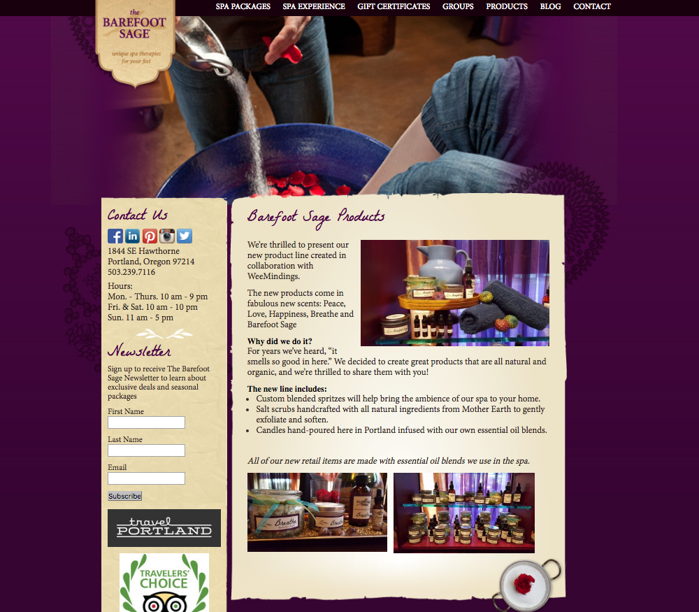 A website design for a tea shop.
