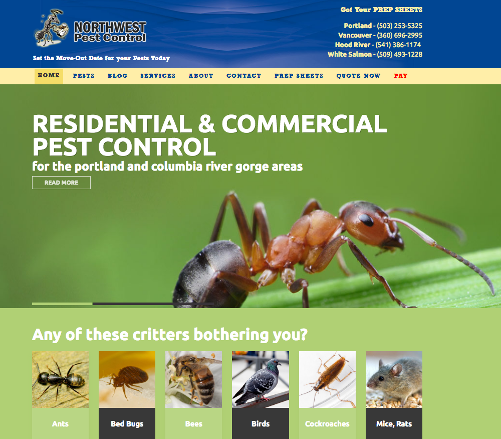 Residential & commercial pest control website design.