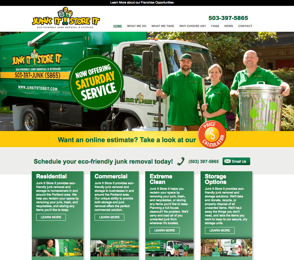 A website design for a waste management company.