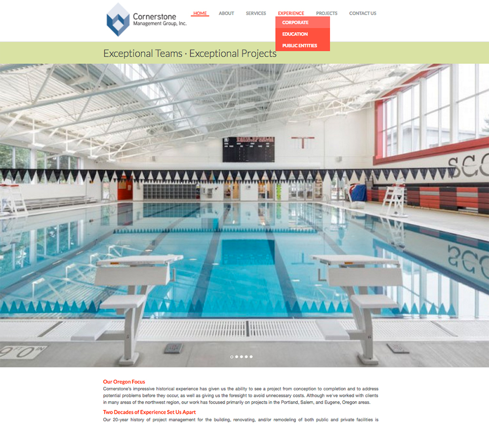 The homepage of a swimming pool.