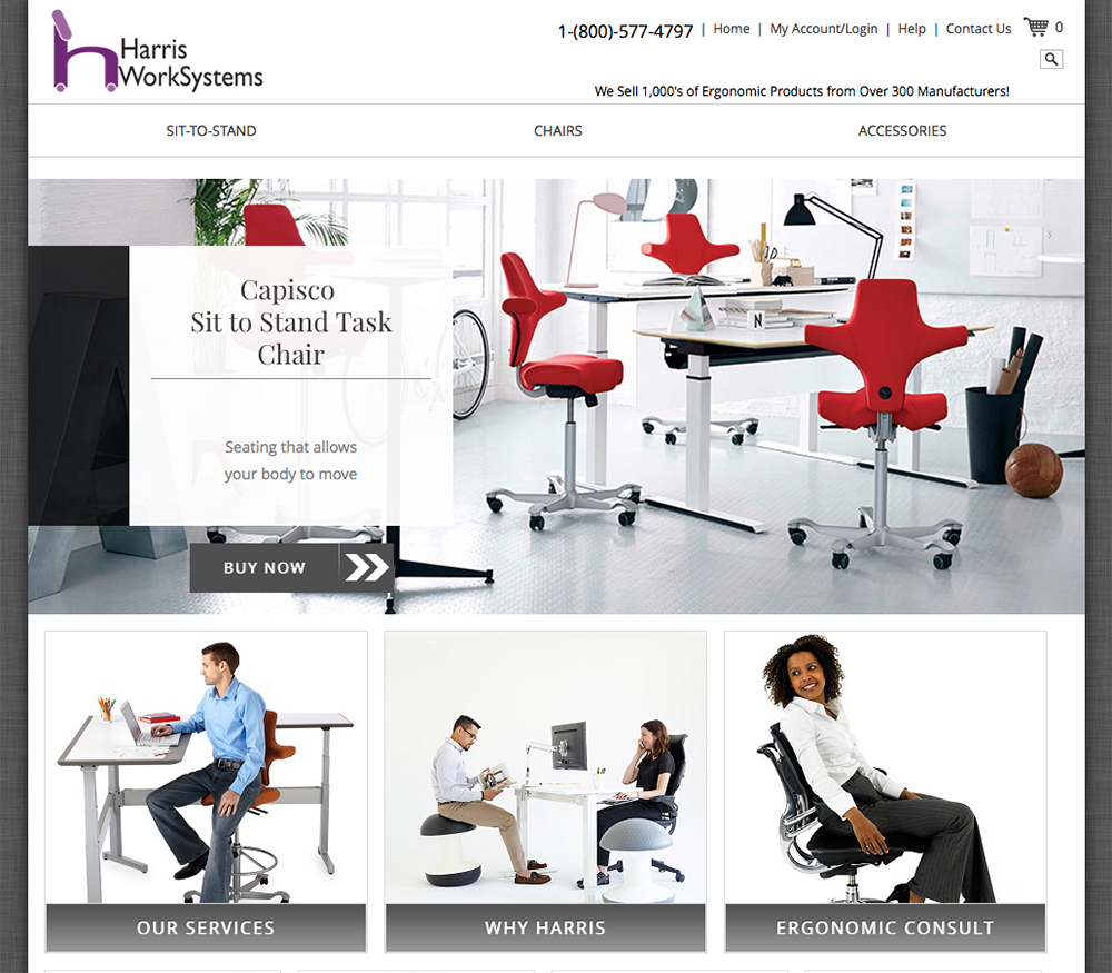 A website design for a furniture store.