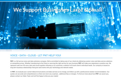 A website with a blue background and a blue cable.