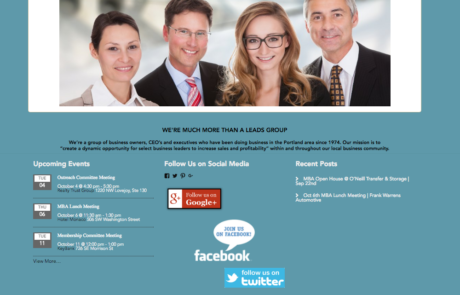 A website design with a group of people on it.