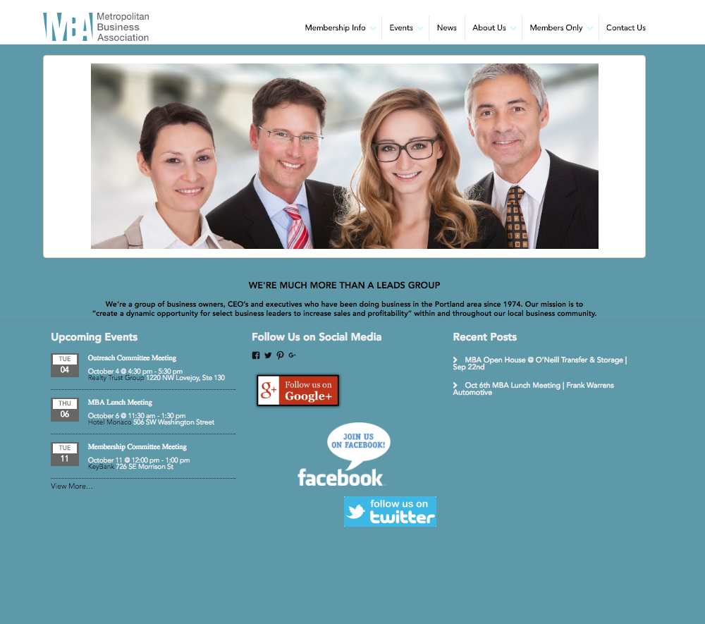 A website design with a group of people on it.