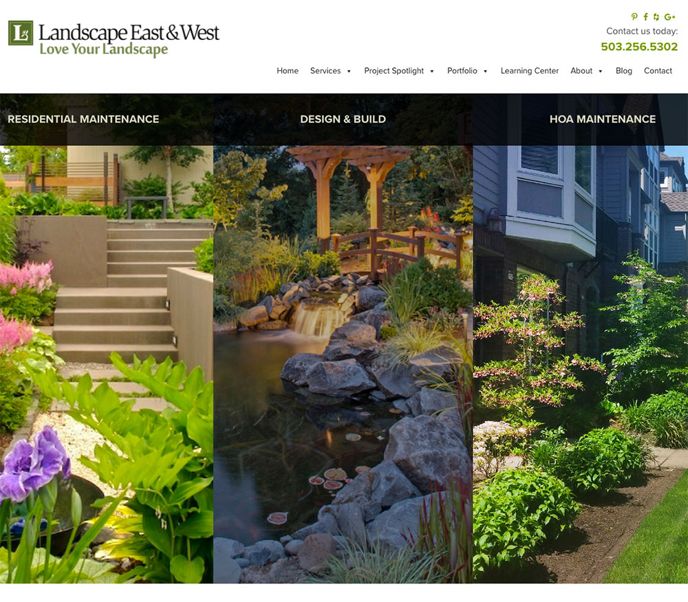 Landscape park west website design.