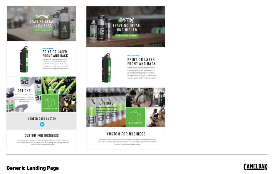 A sample of a landing page for a fitness store.