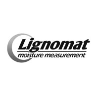 A digital marketing logo for lignomat moisture measurement.