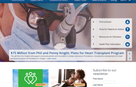 The homepage of a website showing a doctor.